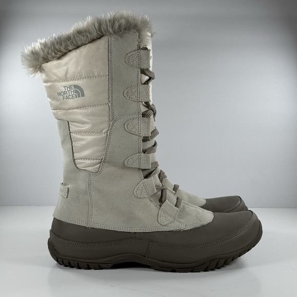 The North Face Nuptse Purna Primaloft 200 Gram Winter Snow Boots Ivory Women's 8 - Picture 1 of 11